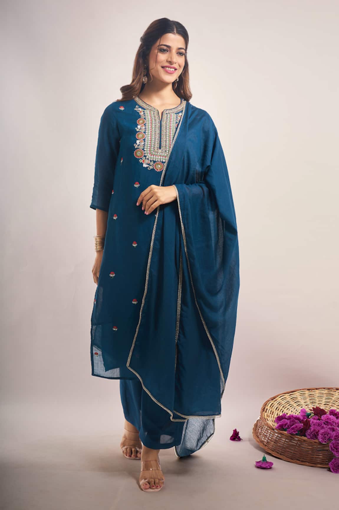 Samyukta Singhania Embroidered Mul Chanderi Kurta Set