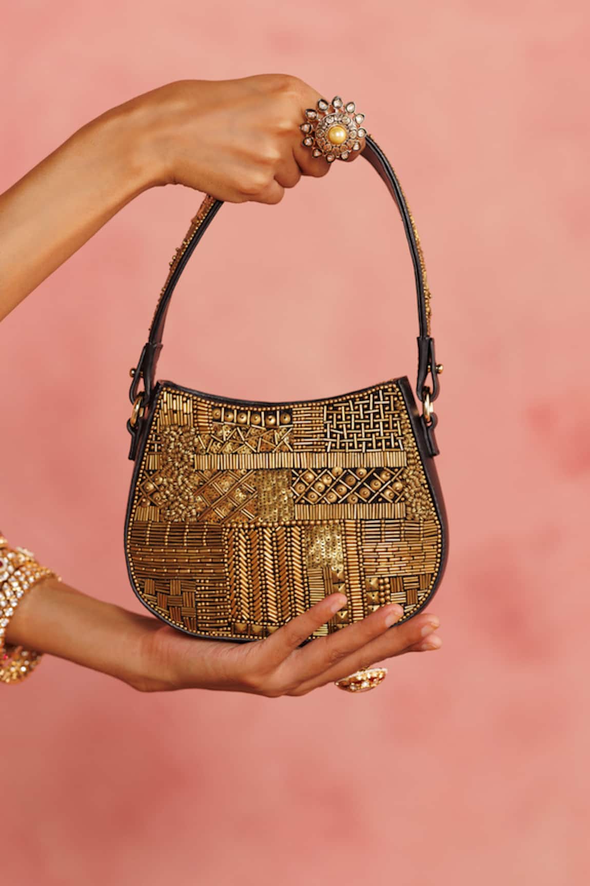 The Leather Garden Shaam Hand Beaded Embroidered Bag