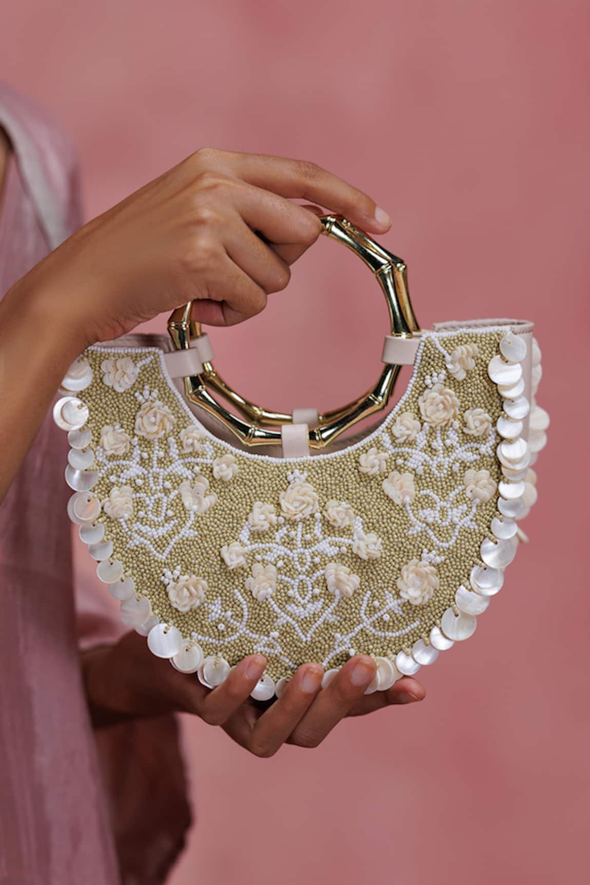 The Leather Garden Khwab Half Moon Clutch Bag 