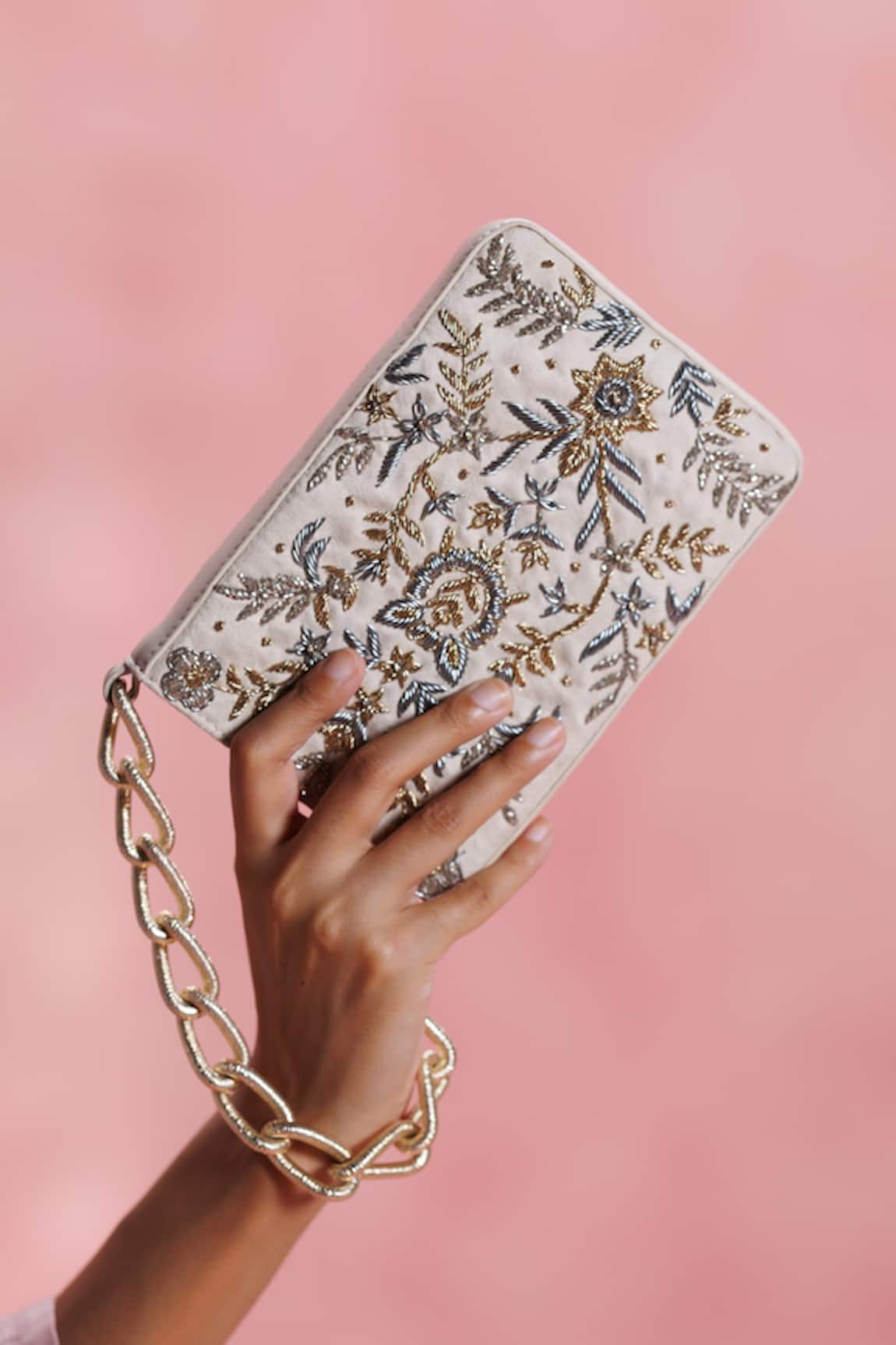 The Leather Garden Sukoon Embroidered Ivory Bag