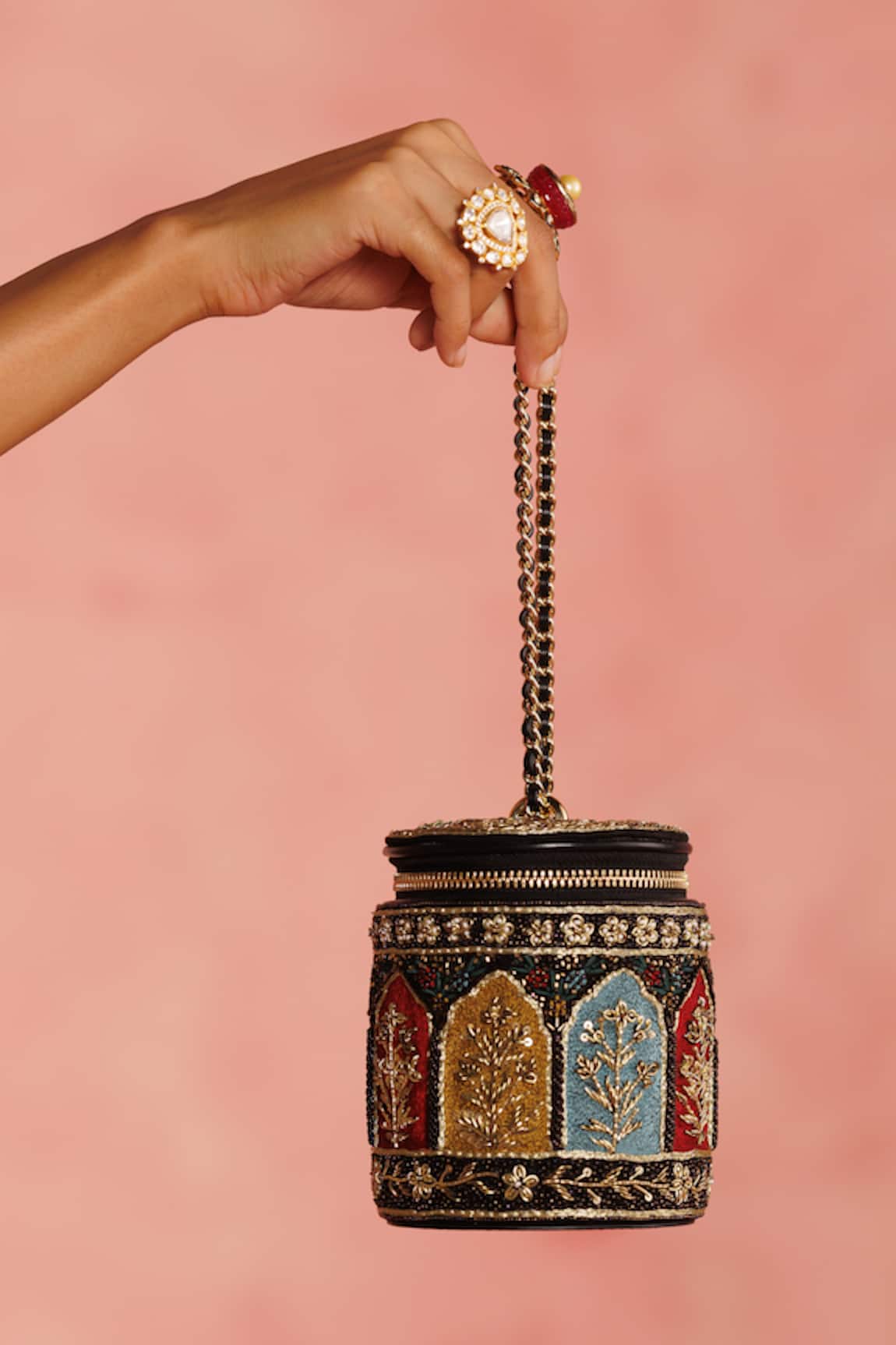 The Leather Garden Rooh Barrel Embroidered Bag