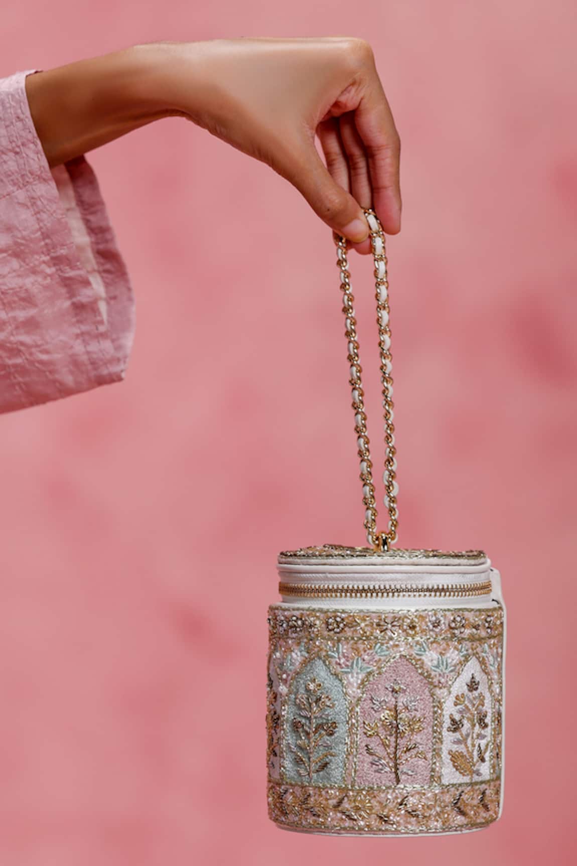 The Leather Garden Mehfil Barrel Embroidered Bag