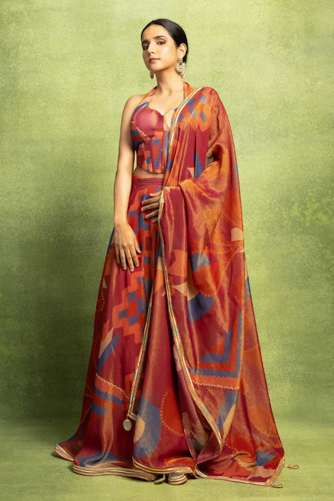 Vedika M Abstract Print Lehenga Set