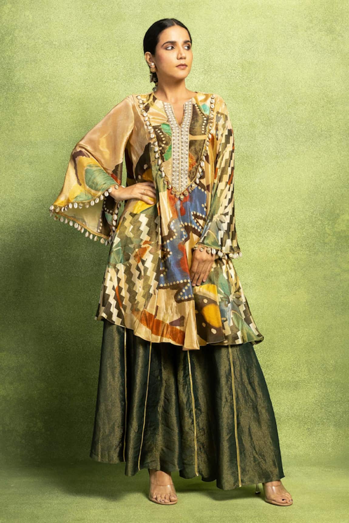 Vedika M Abstract Print Flared Kurta & Pant Set