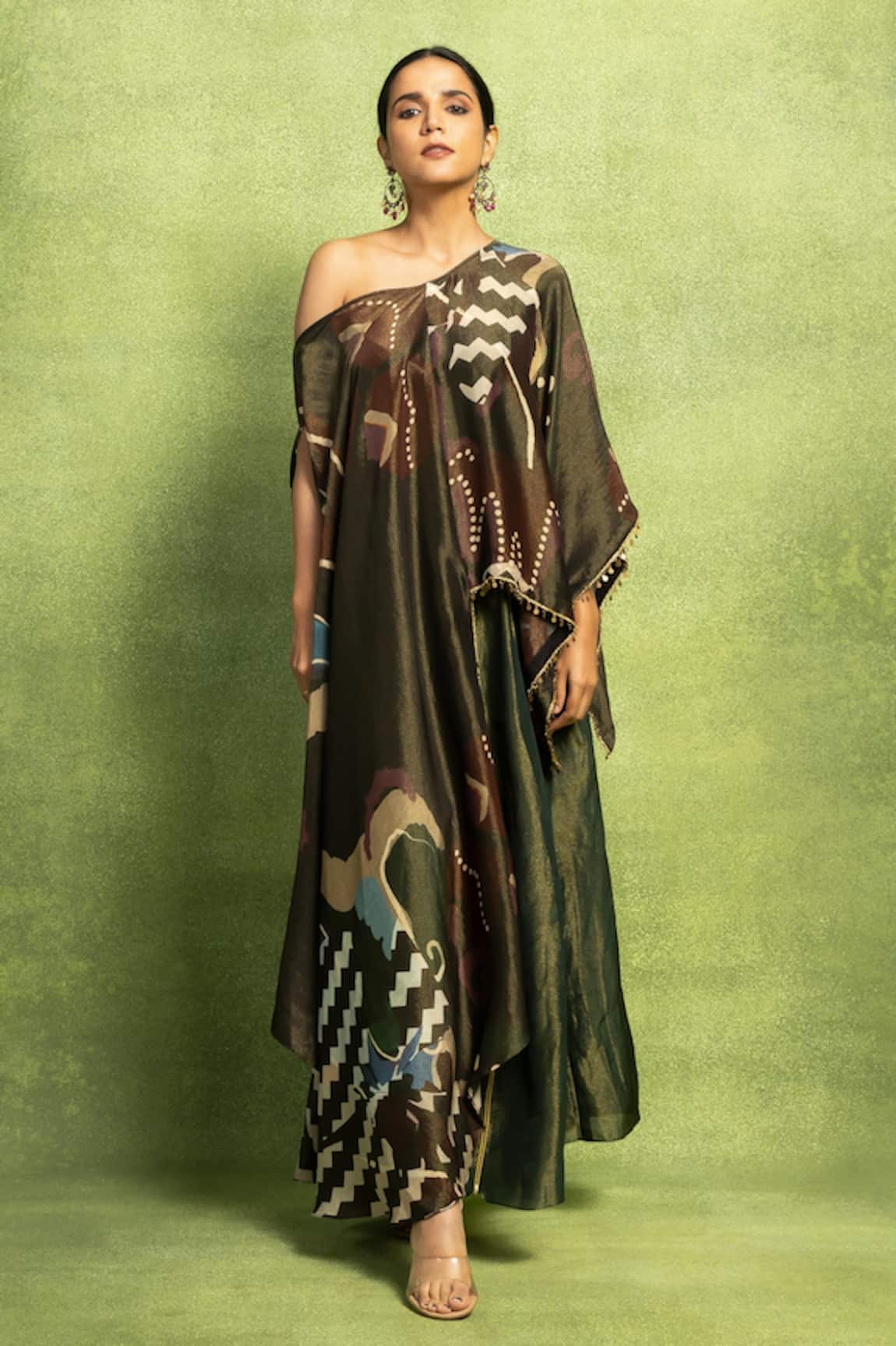 Vedika M Abstract Print Hi-Low Top & Flared Pant Set