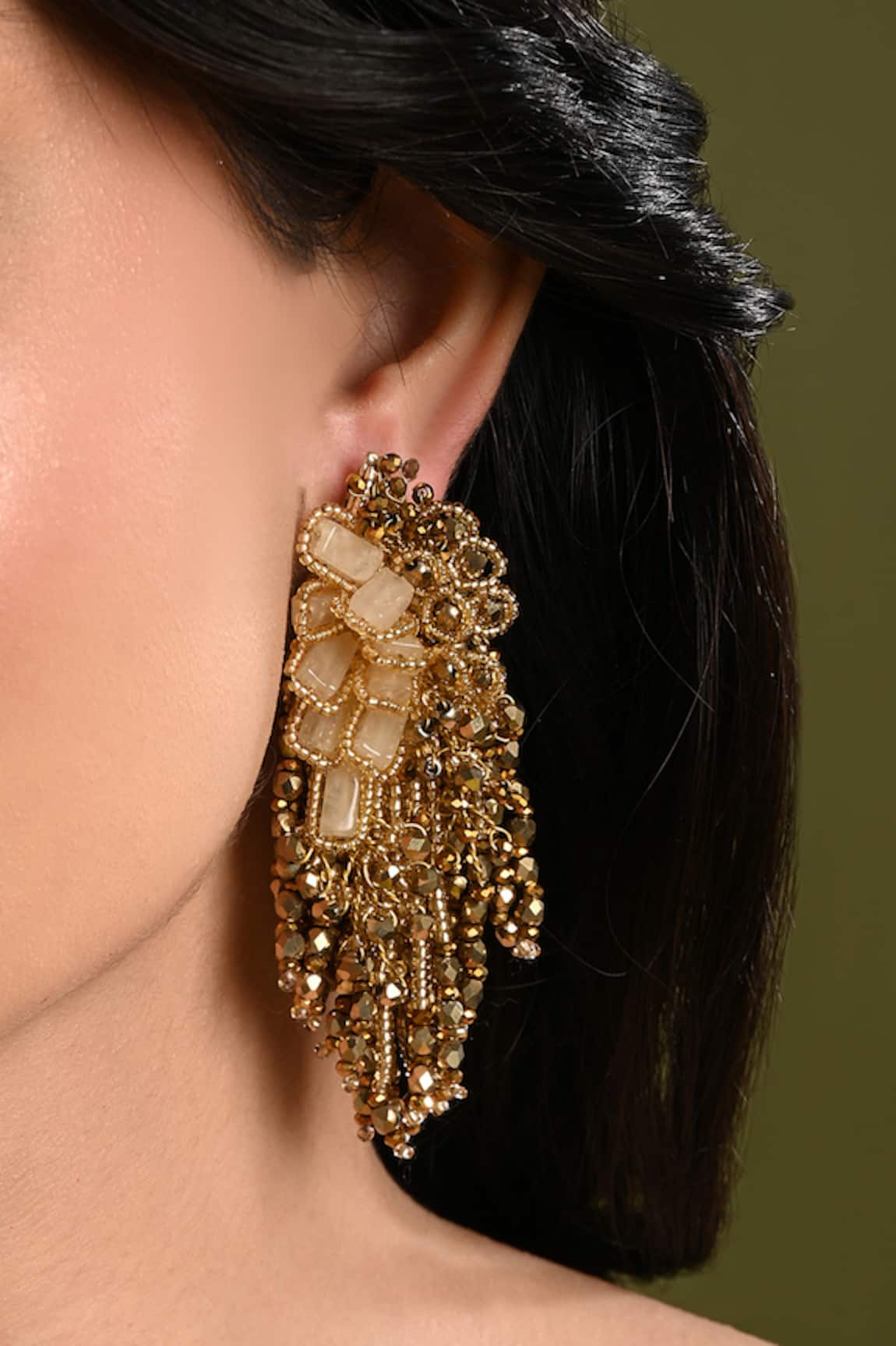 House Of D"Oro Thaleia Beaded Dangling Stud Earrings