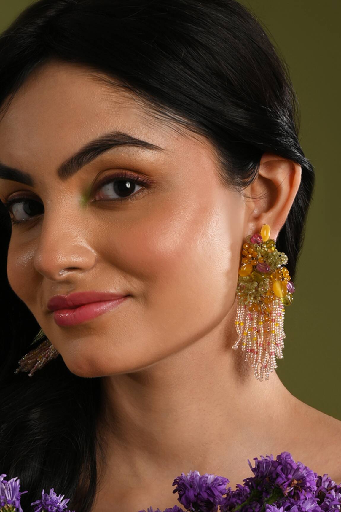 House Of D"Oro Beaded Cluster & Fringe Drop Earrings 