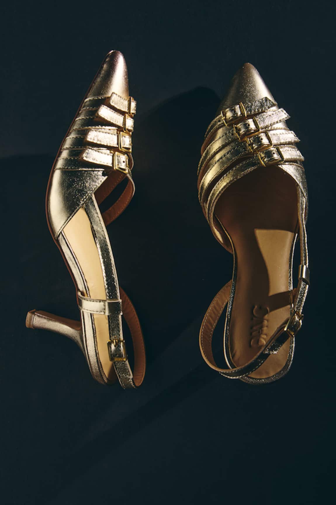 Dang Shoes Chica Buckled Strappy Pointed Toe Heels 