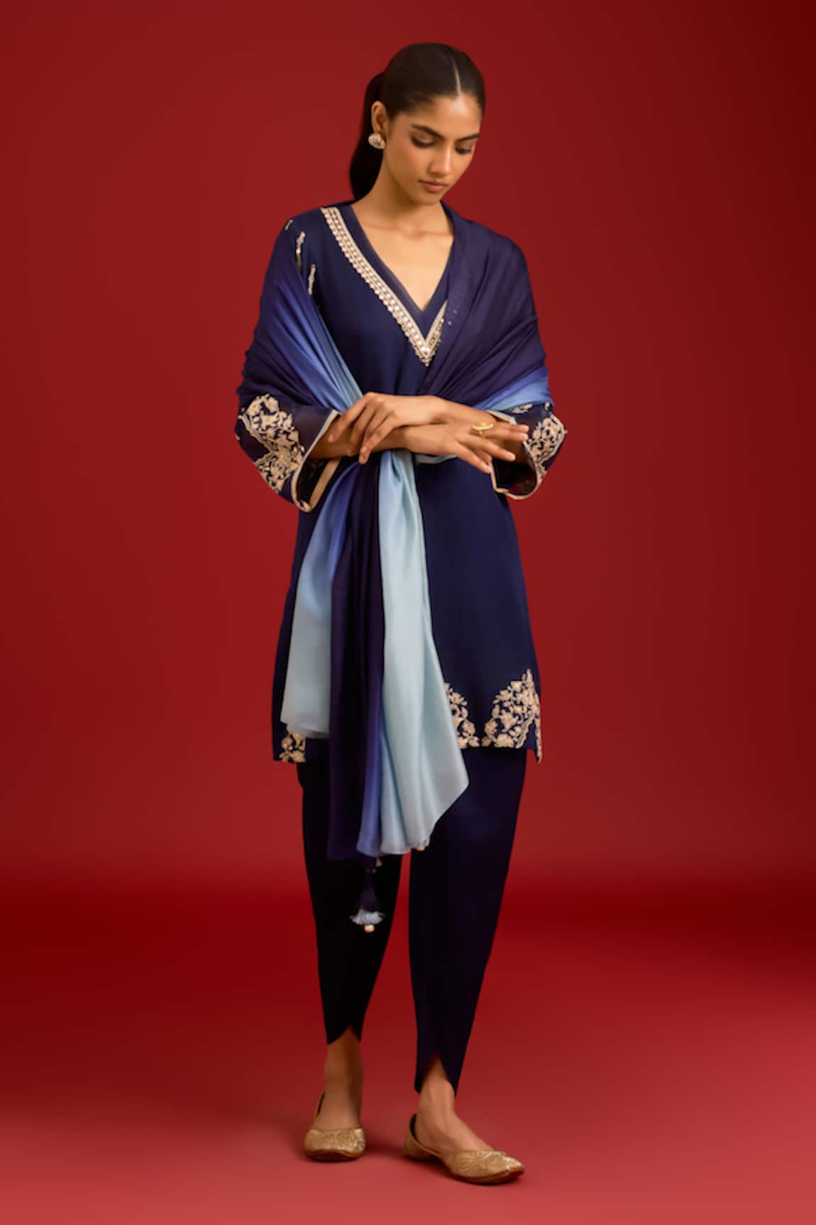 Devnaagri Mirror & Dori Embroidered Kurta Set