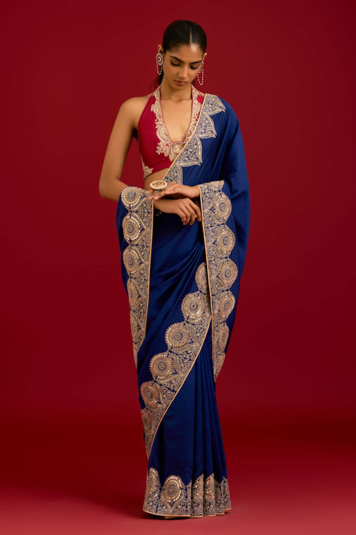 Devnaagri Dori Embroidered Chinniya Silk Saree With Blouse