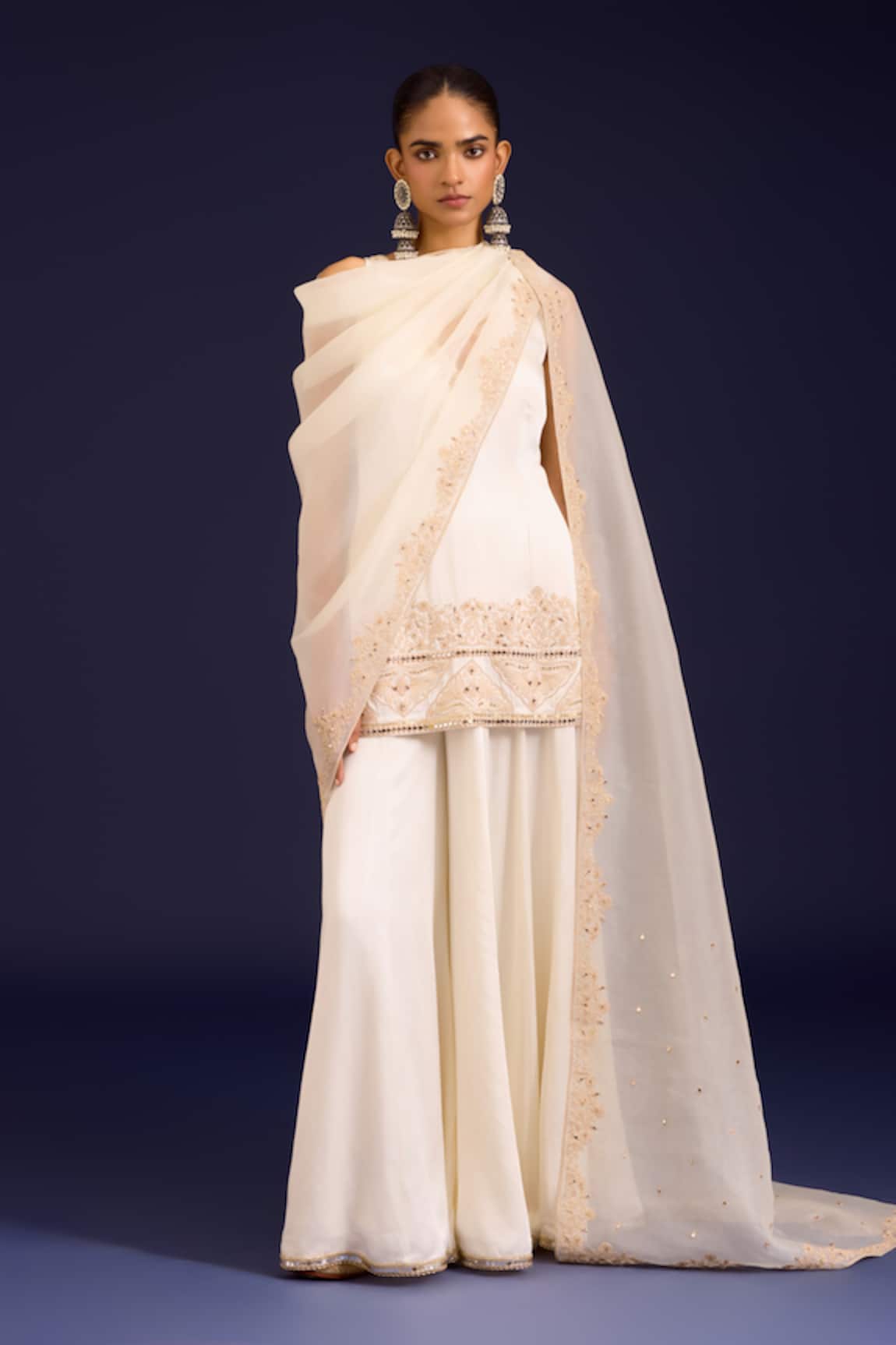 Devnaagri Embroidered Kurta Sharara Set 