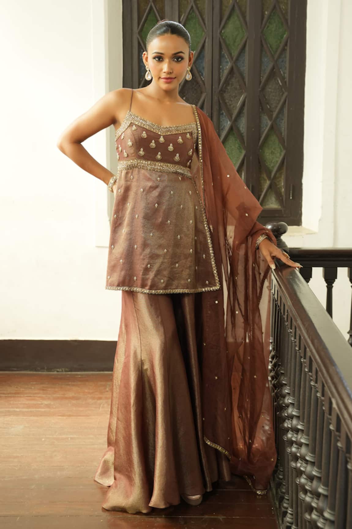 Enamour By Radha Zari Embroidered Kurta Sharara Set 