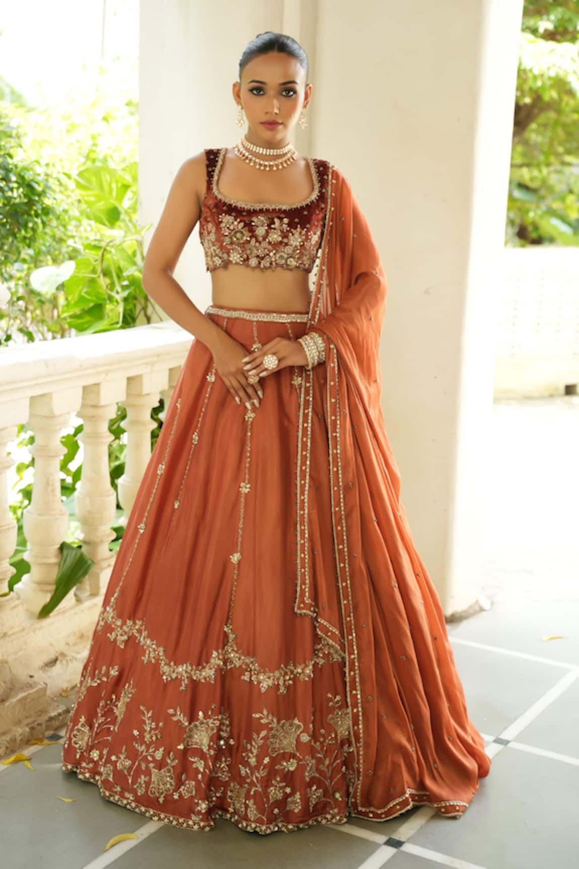 Enamour By Radha Mitti Floral Embroidered Lehenga Set 