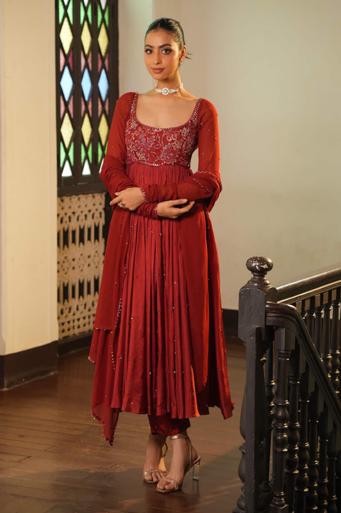 Enamour By Radha Tonal Embroidered Anarkali Set 