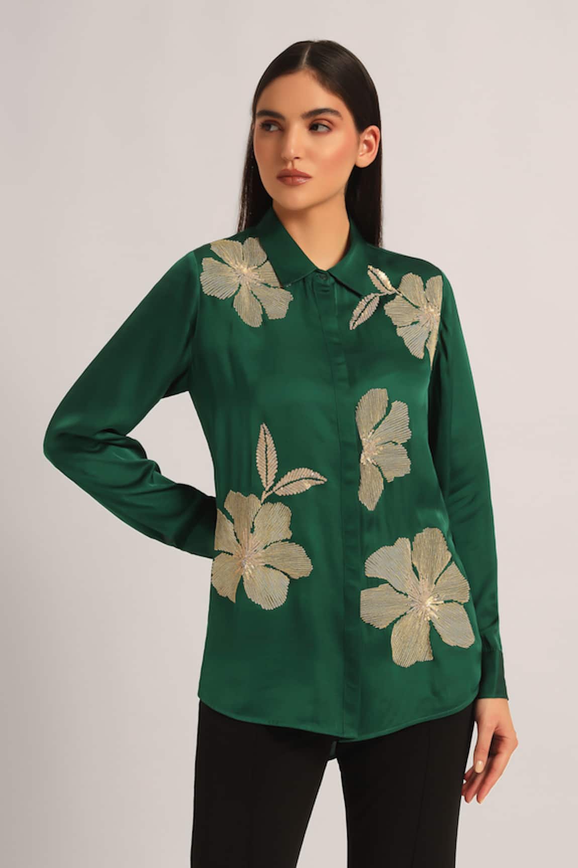 Namrata Joshipura Poppy Flower Embroidered Shirt 