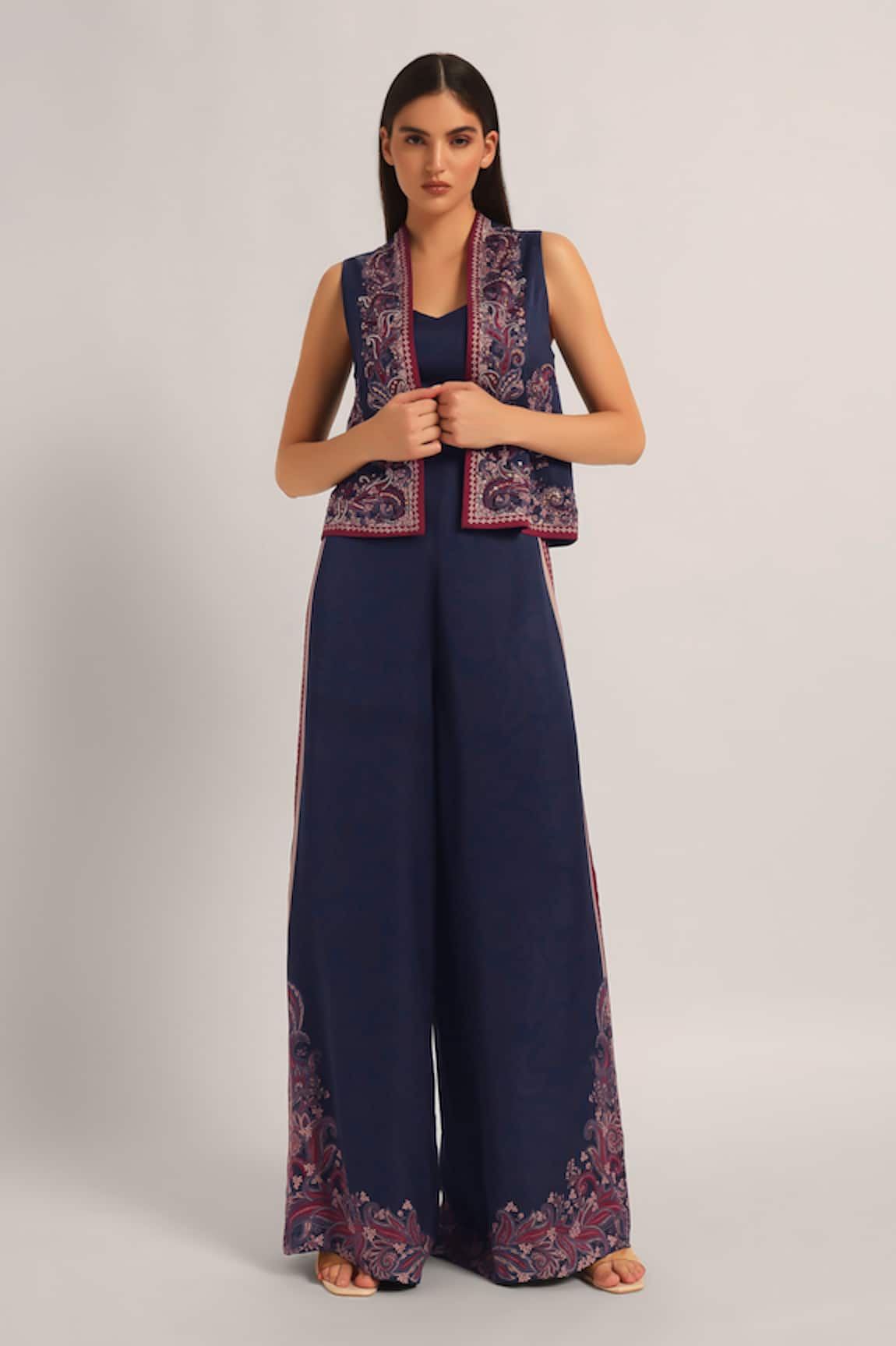 Namrata Joshipura Paisey Print Jacket With Jumpsuit