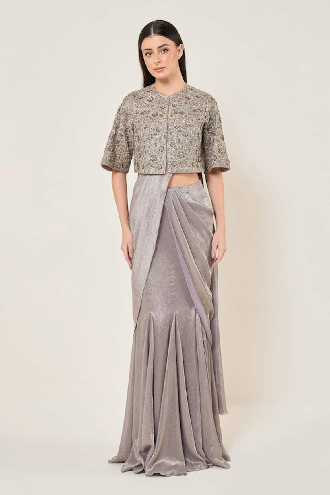 Namrata Joshipura Amara Blouse With Mermaid Pre-Draped Saree 