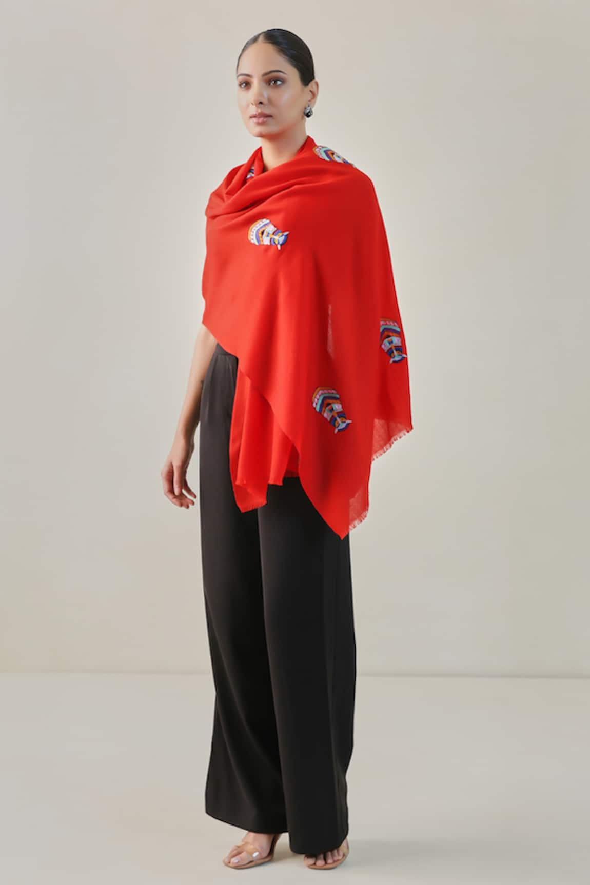 SHAZA Pashmina Embroidered Motif Stole 