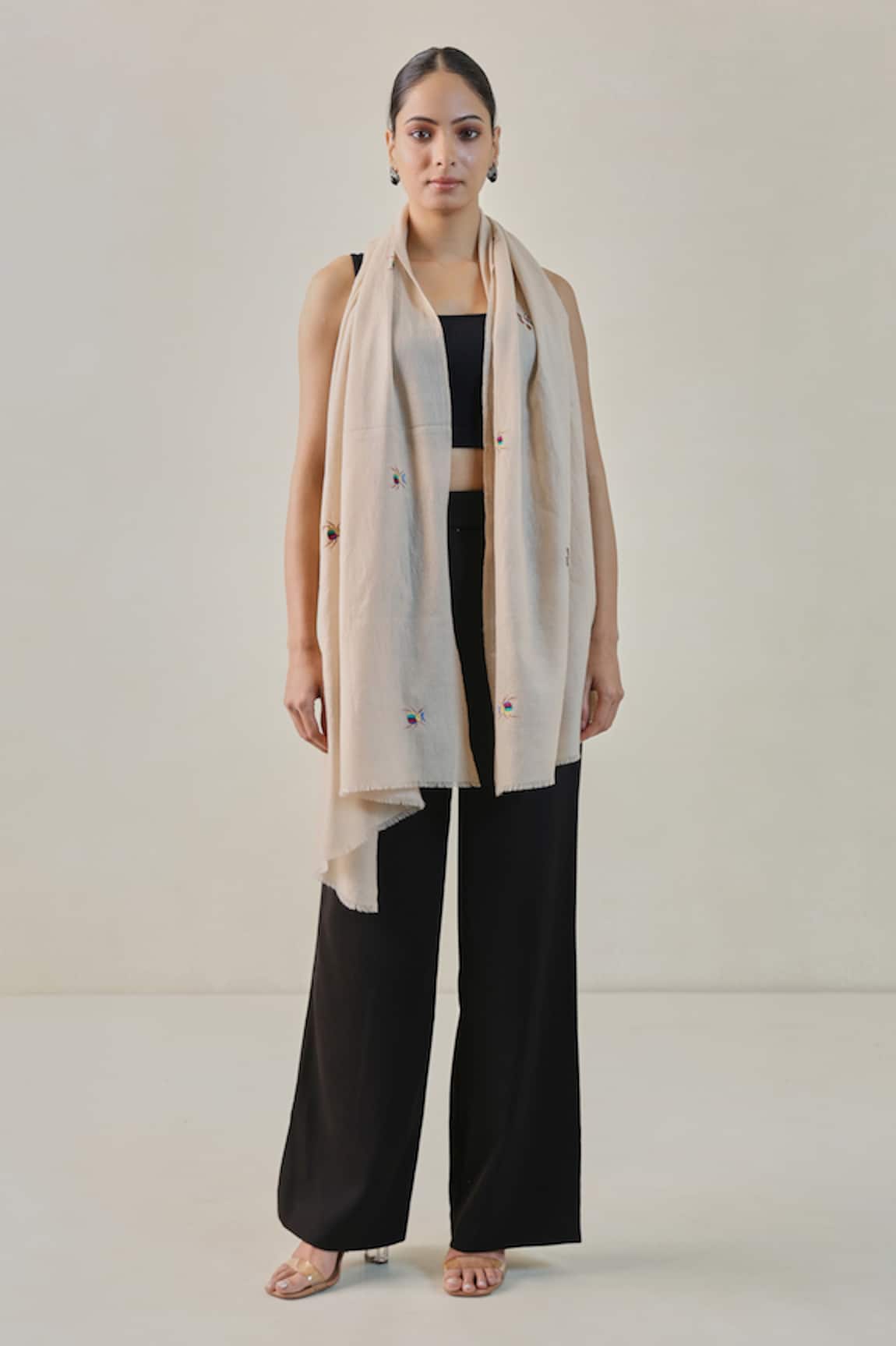 SHAZA Pashmina Embroidered Motif Stole