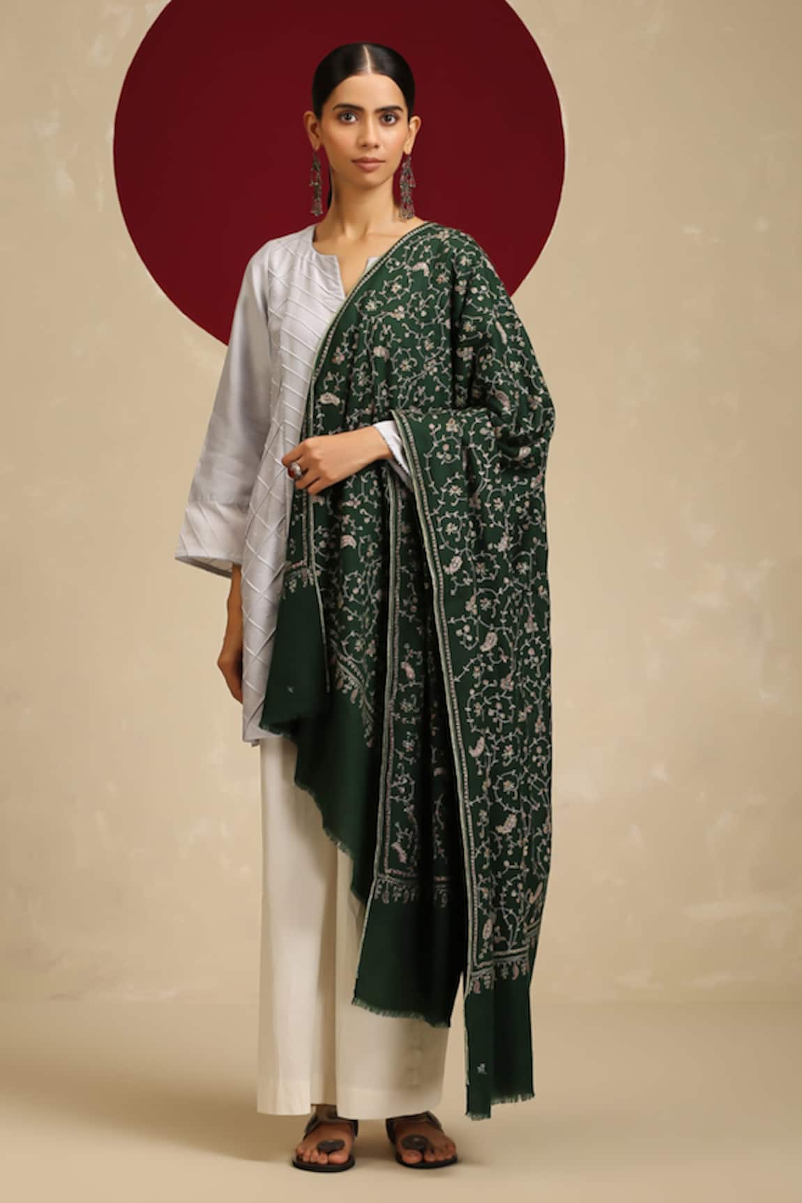 SHAZA Bel Jama Phul-Bel Embroidered Shawl 