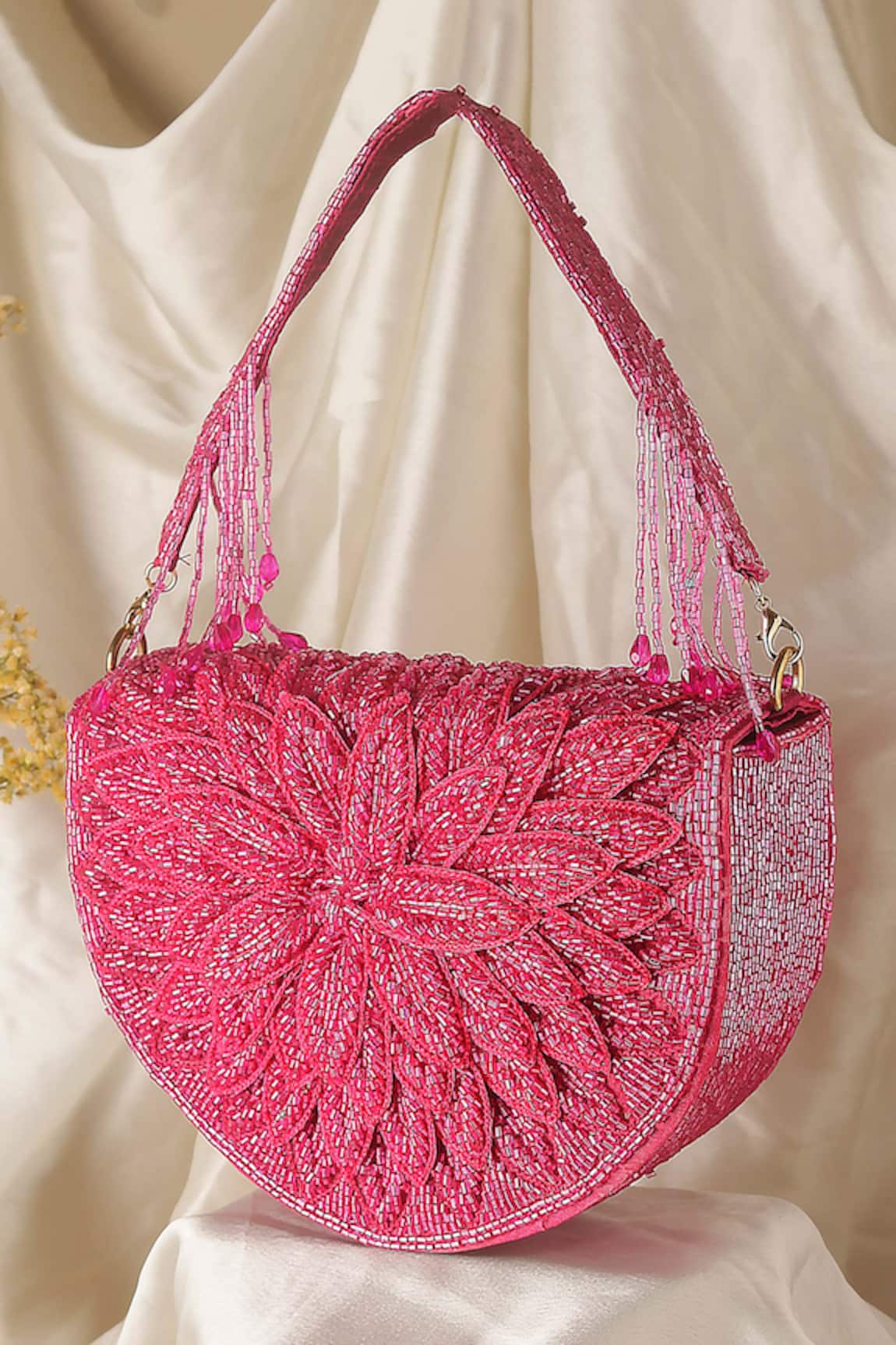 Nazaakat By Samara Singh Floral Bead Embroidered Flap Bag