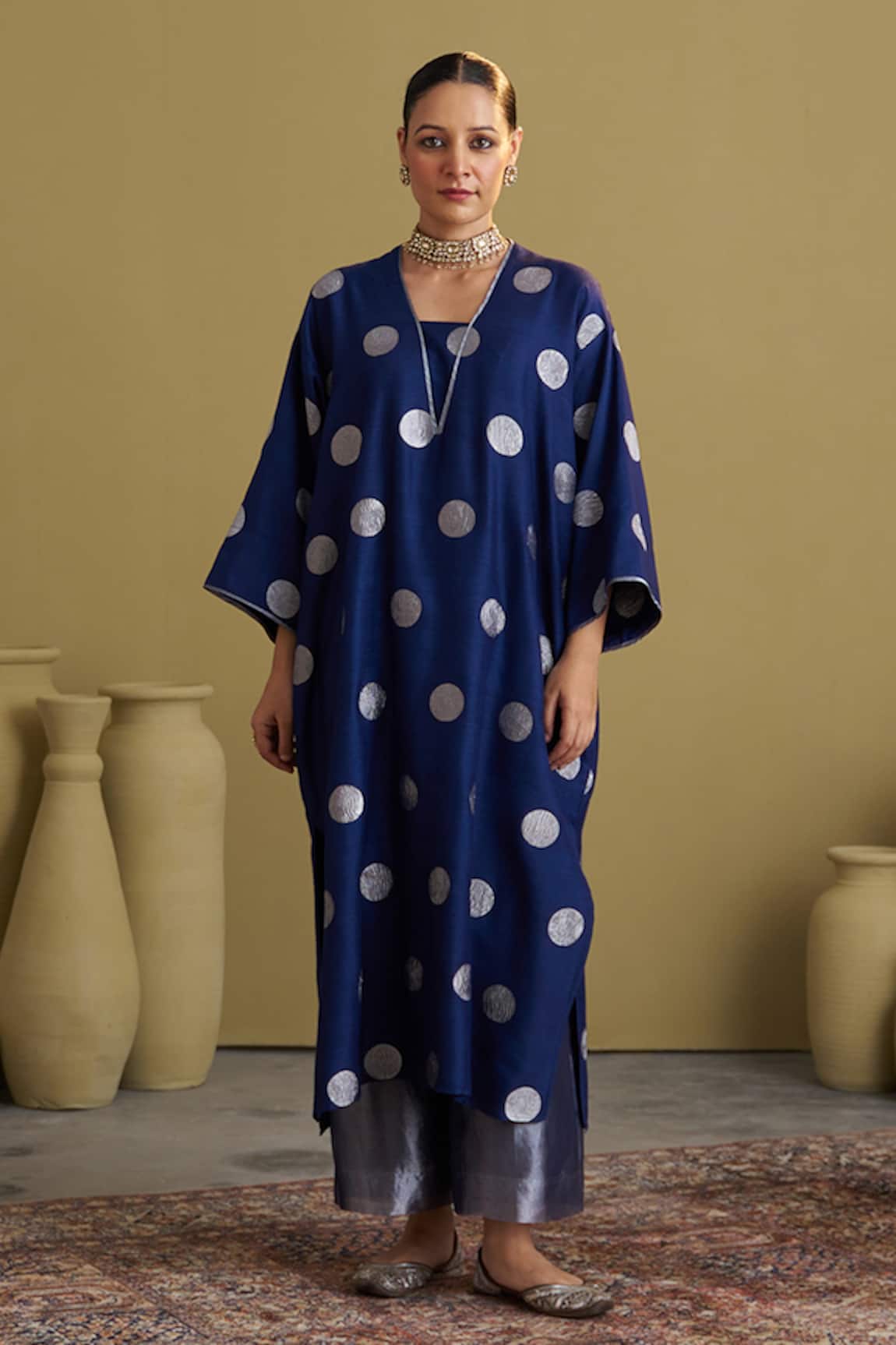 Vaaya Brocade Polka Dot Kurta & Pant Set 