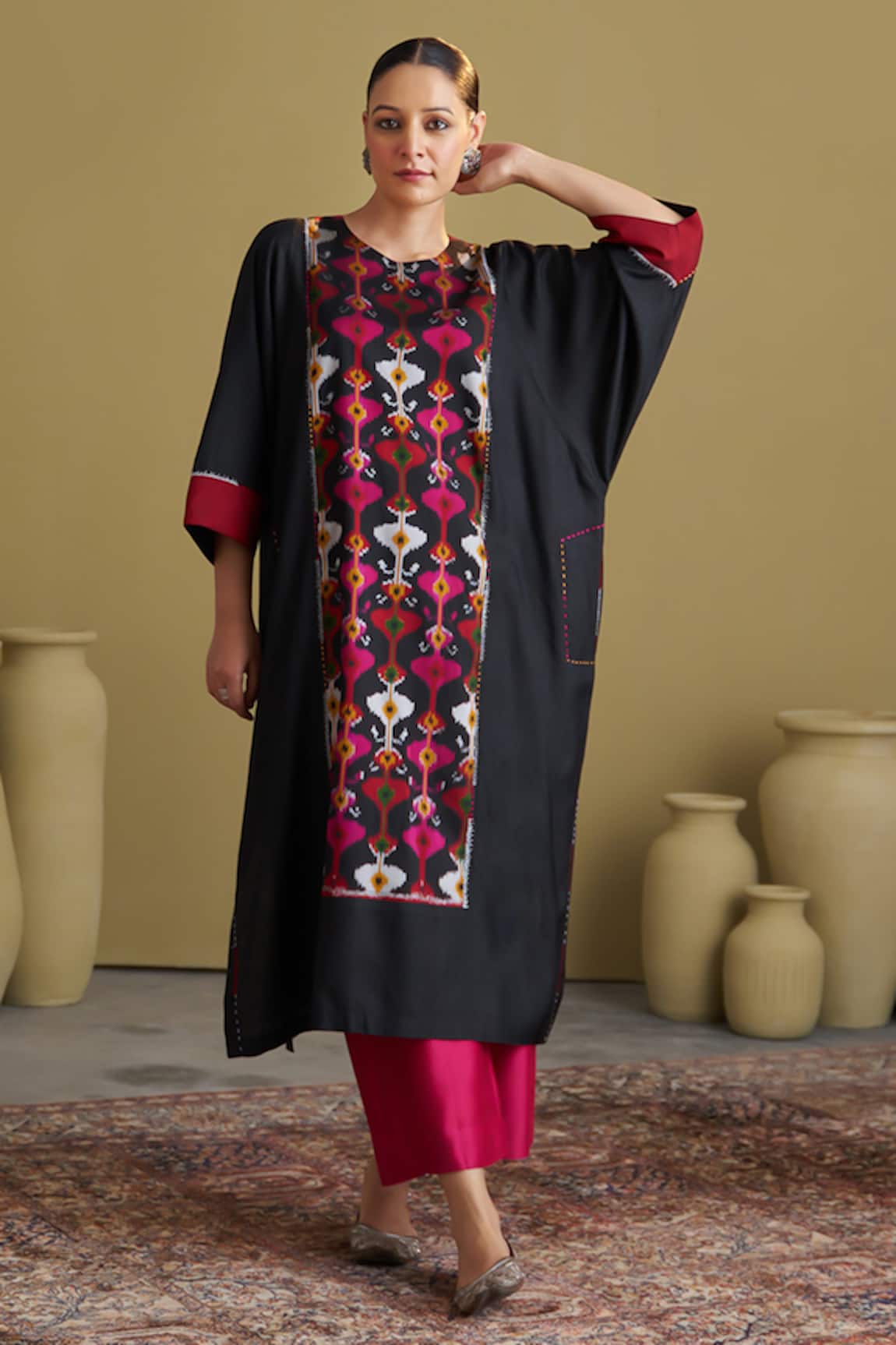 Vaaya Handwoven Ikat & Kacha Tanka Kurta & Pant Set 