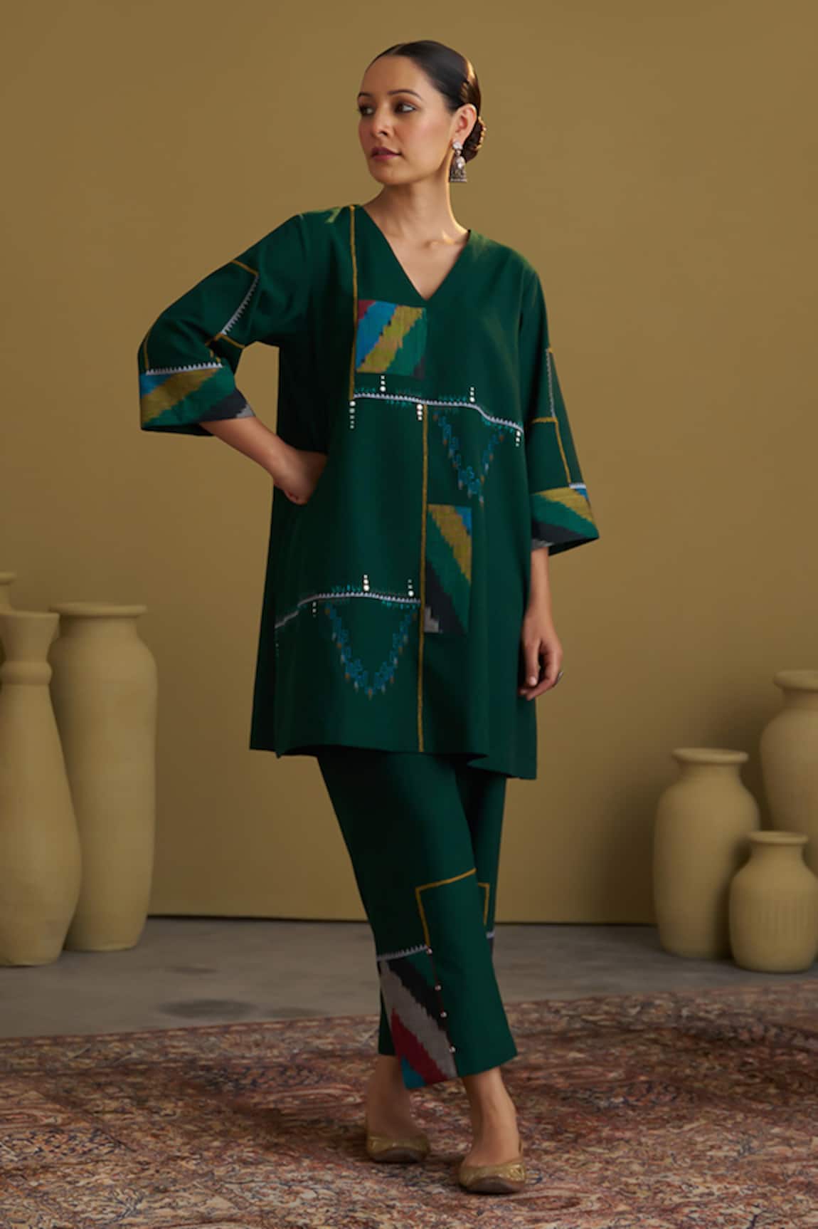 Vaaya Ikat & Handwork Handwoven Cotton Kurta Set