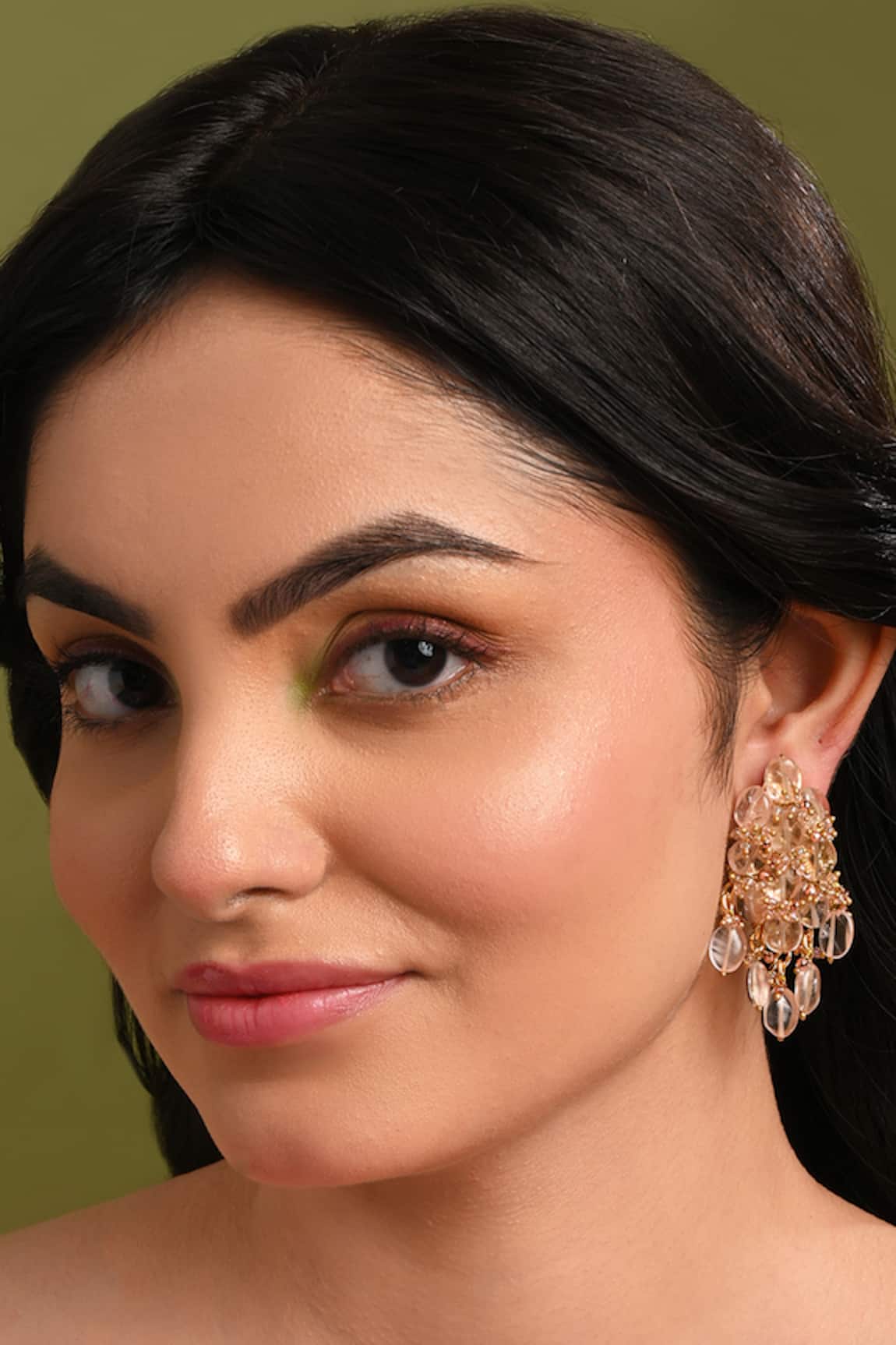 House Of D"Oro Camelia Beaded Cluster Drop Earrings 