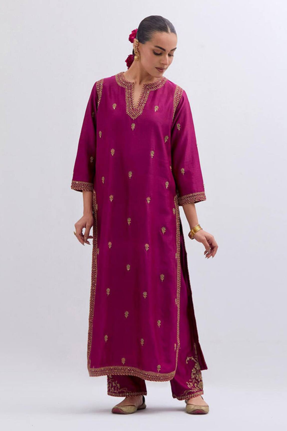 Kora Chanderi Dori Embroidered Kurta 