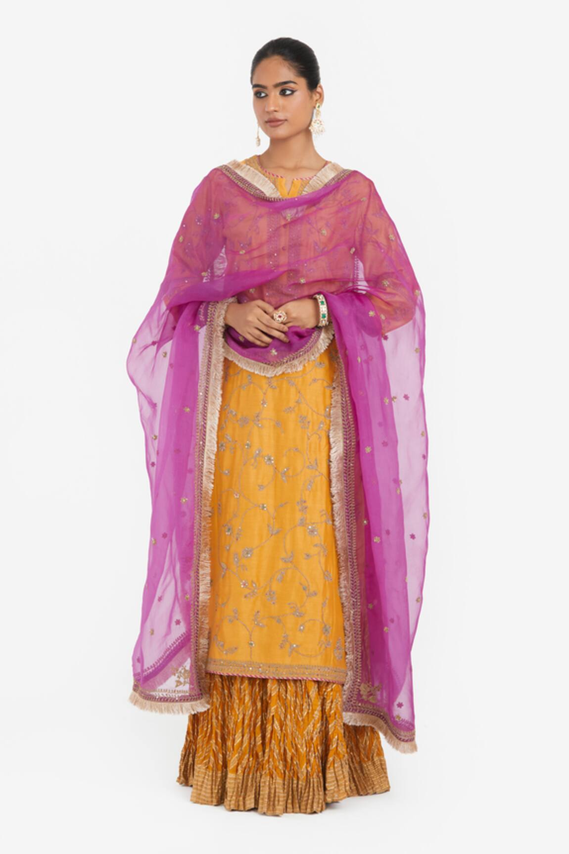 Kora Silk Organza Dori Embroidered Floral Dupatta