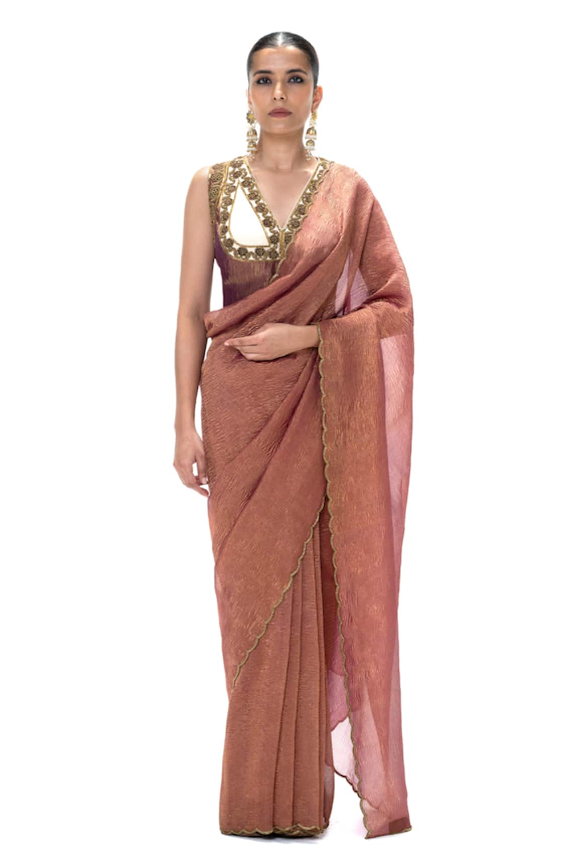 Mimamsaa Sheila Crushed Tissue Handwoven Saree With Unstitched Blouse 