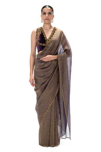 Mimamsaa Ziva Crushed Tissue Handwoven Saree With Unstitched Blouse 