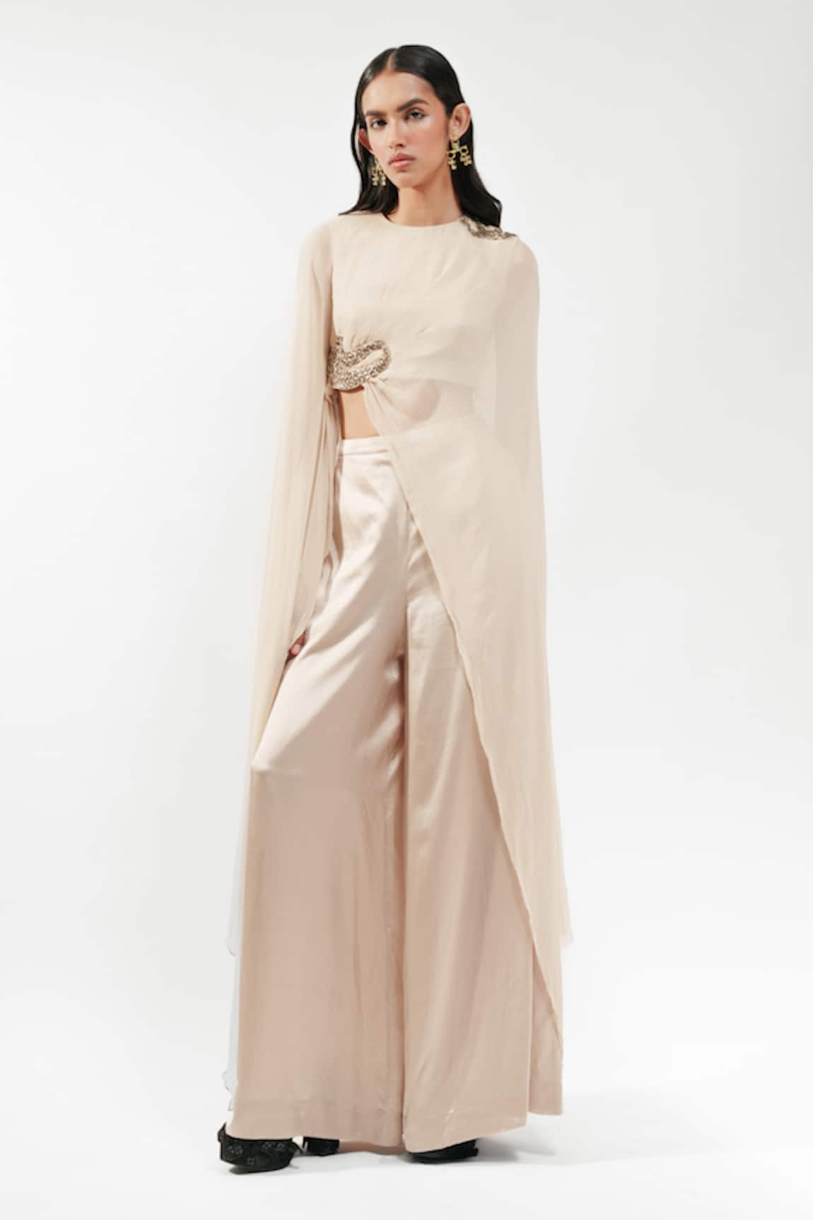 AK-OK Embellished Cape & Trouser Set