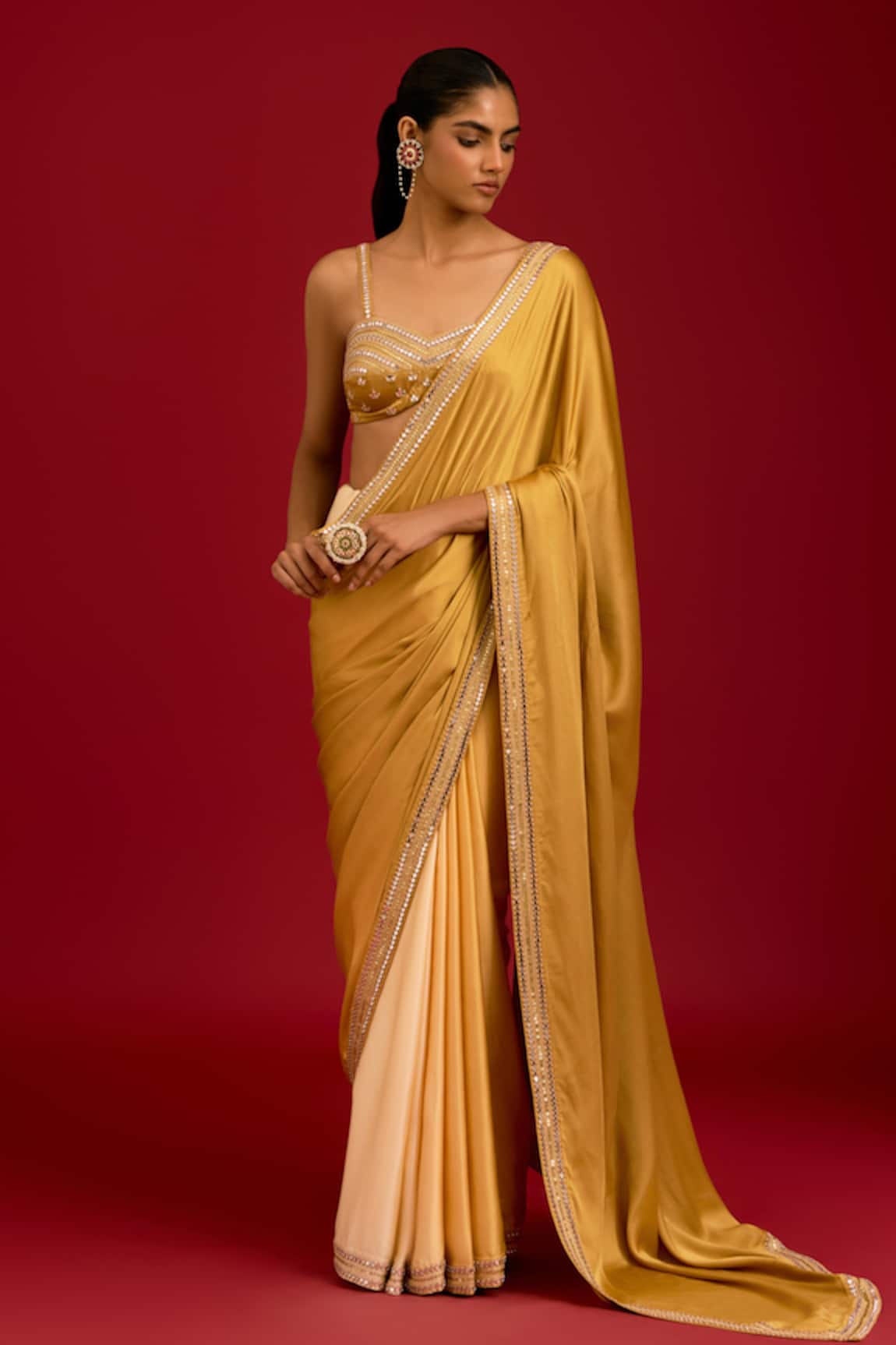 Devnaagri Ombre Embroidered Saree With Blouse