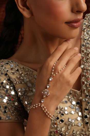 Swabhimann Rose Gold Plated Polki Hathphool 