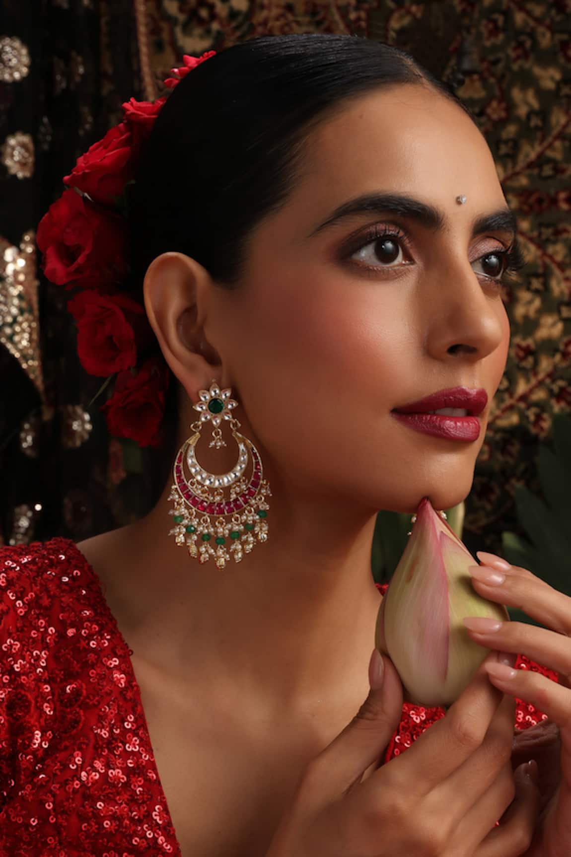 Swabhimann Multicolor Kundan Embellished Chandbalis 