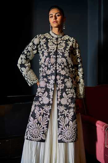 Dash And Dot Floral Embroidered Jacket 
