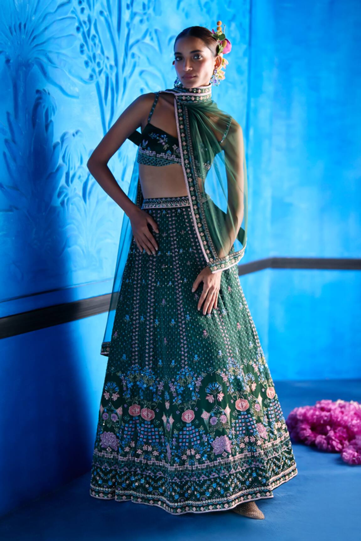The Whole Nine Yards Her Secret Garden Printed Lehenga Set