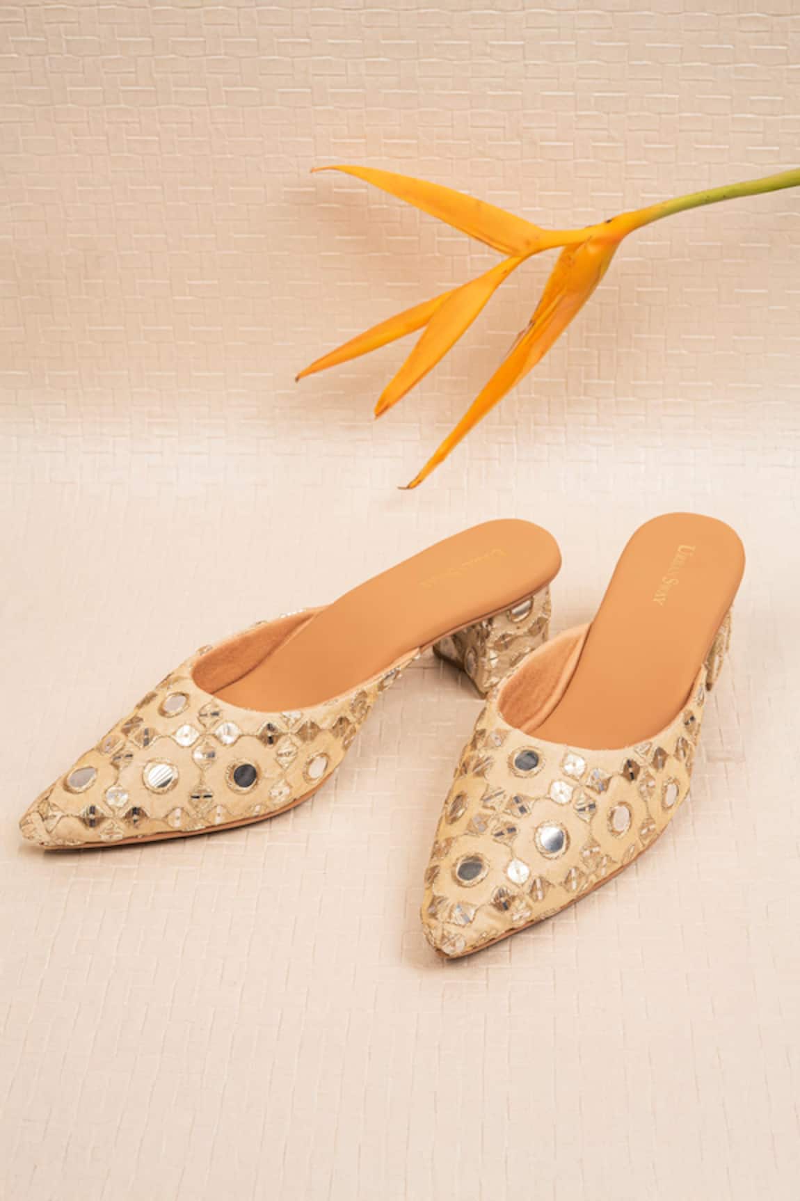 Urbansway Aaina Mirror & Thread Embroidered Mules