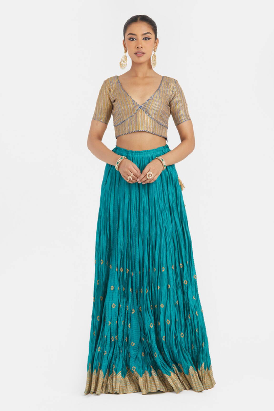 Kora Chanderi Gota Embroidered 40 Kali Lehenga 