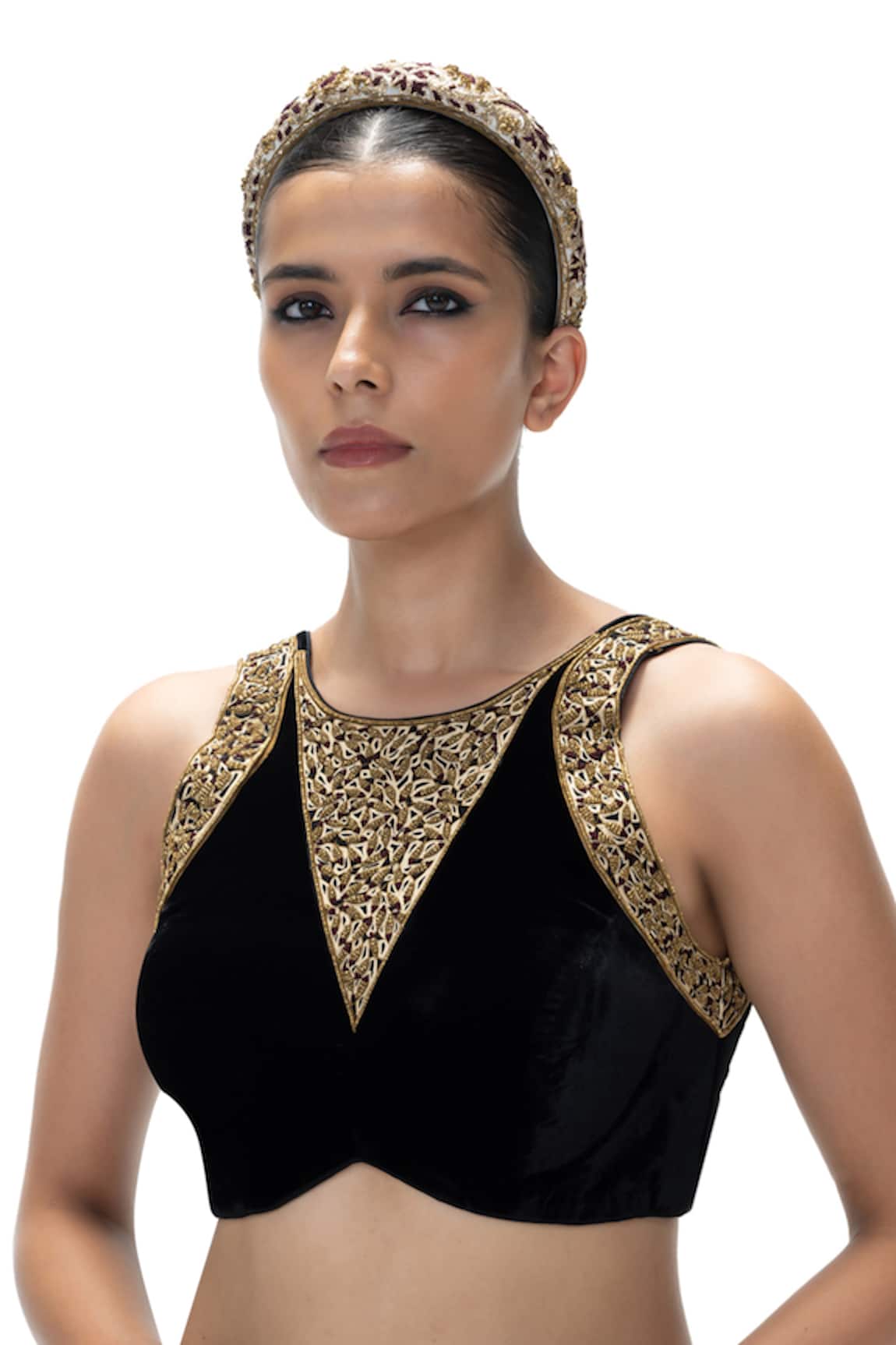 Mimamsaa Nisaba Velvet Silk Handwoven & Embroidered Blouse 