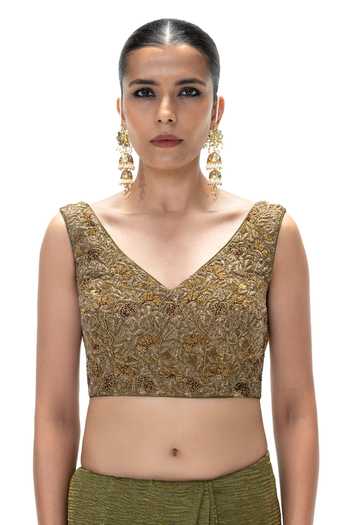 Mimamsaa Irem Handwoven & Embroidered V-Neck Blouse 