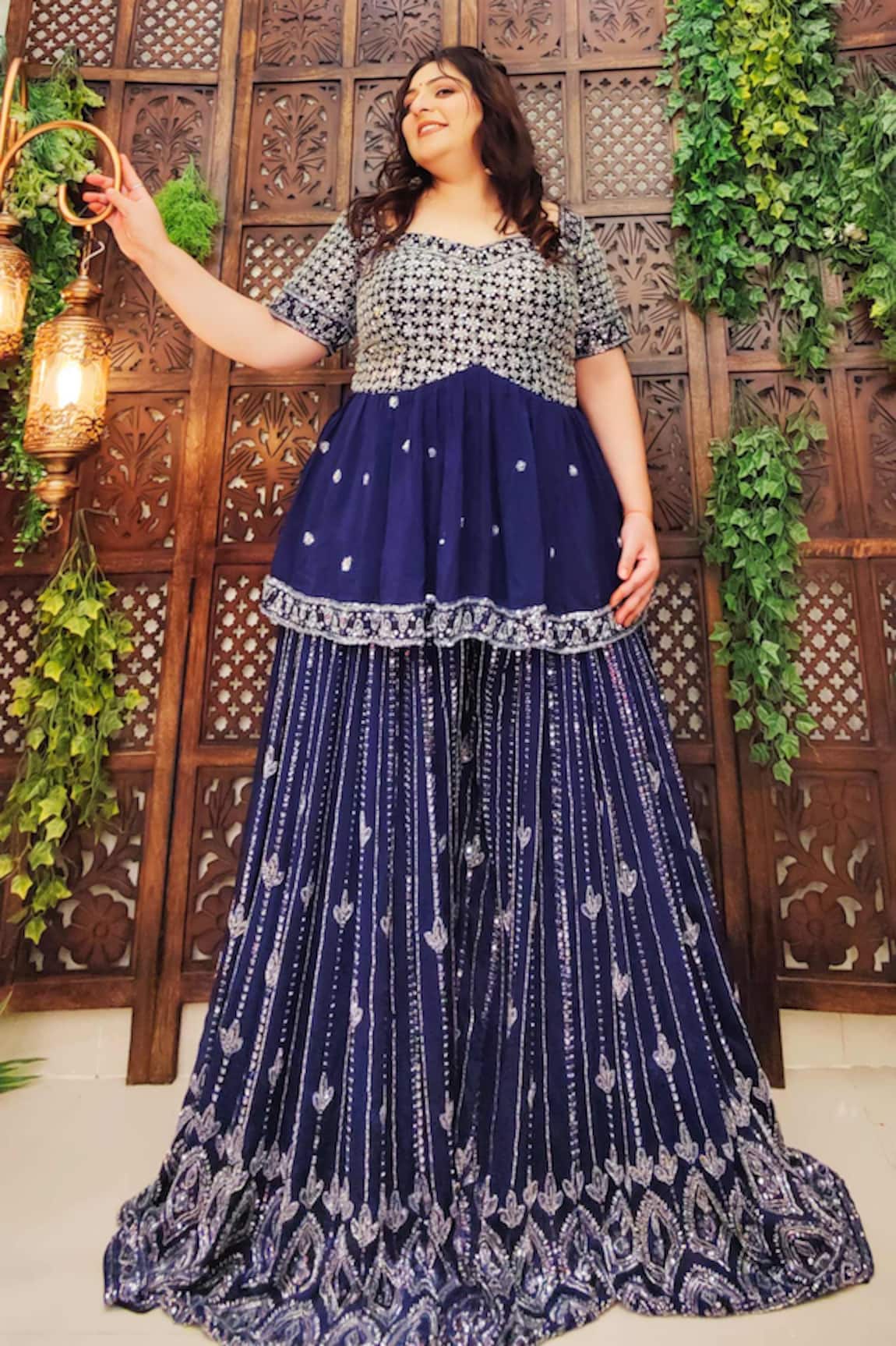 Amaltas Couture Organza Peplum Kurta Sharara Set