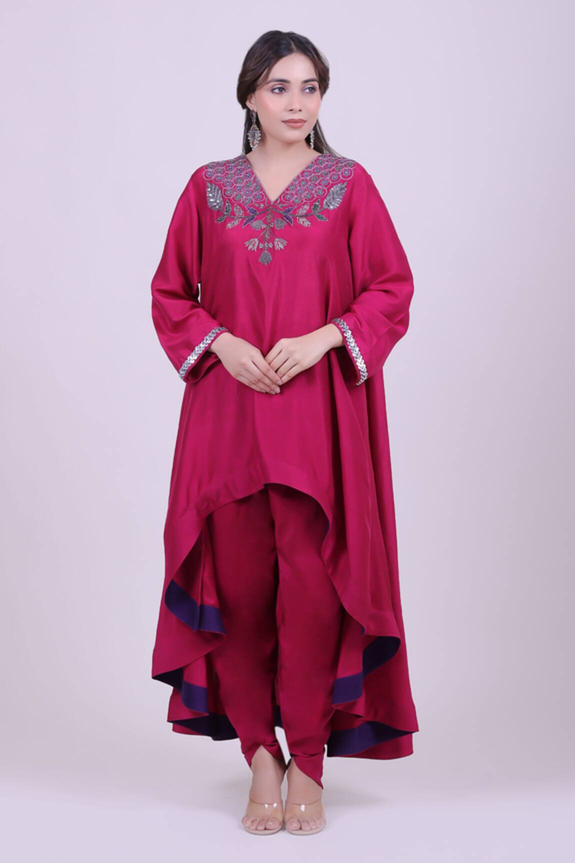 Myra Clothing Line Embroidered Asymmetric Kurta & Dhoti Pant Set