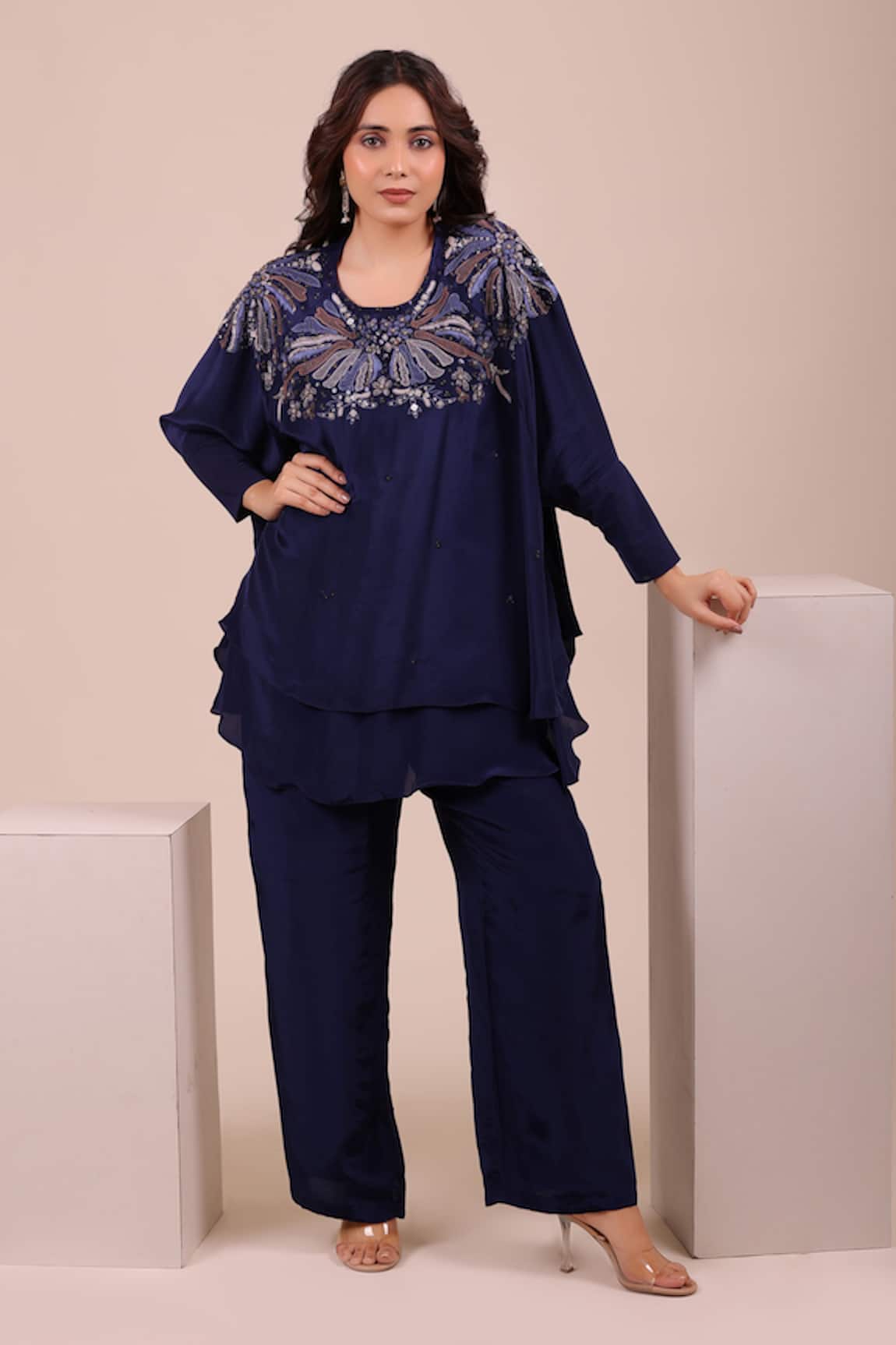 Myra Clothing Line Embroidered Ruffled Top & Pant Set