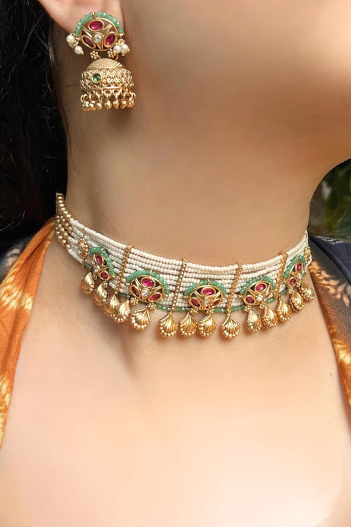 Prestones Pearl & Bead Embellished Necklace Set