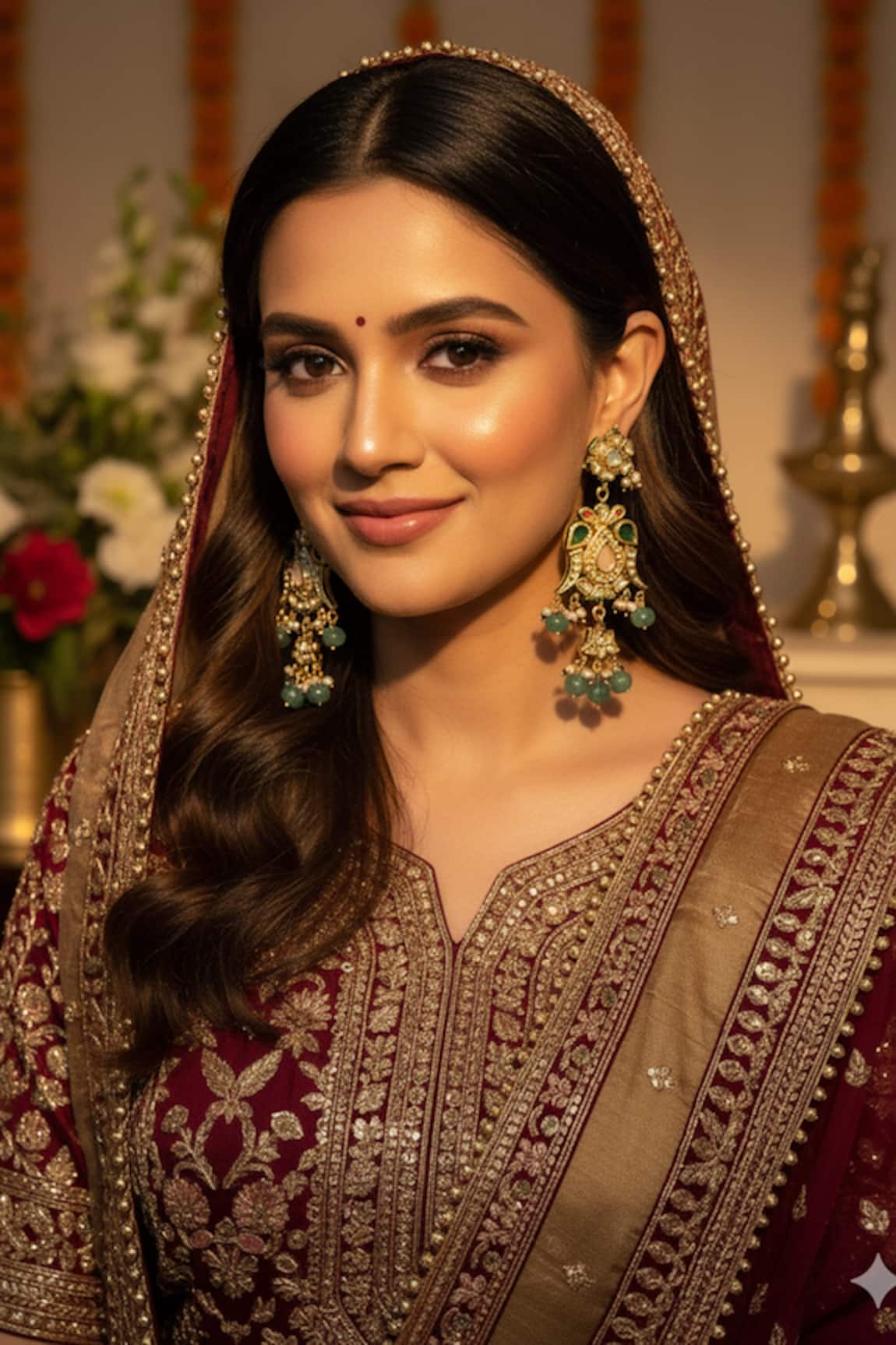 Prestones Pastel Kundan Embellished Earrings