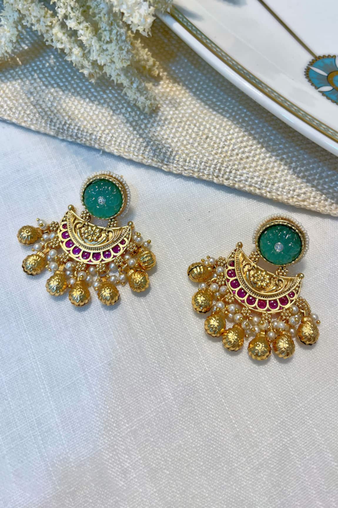 Prestones Bead Embellished Earrings 