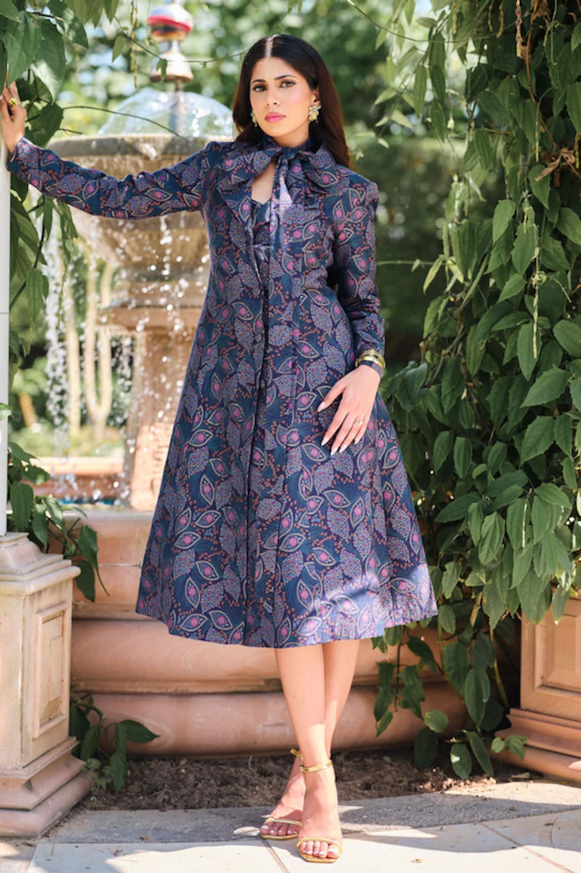 Safaa Le Minuit Bleu Woven Dress